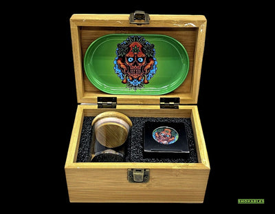 Red Skull Gift Set: Grinder, Rolling Tray, and Jar Combo