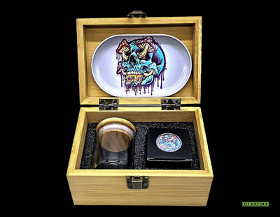 Blue Skull Smoking Essentials Kit with Wooden Box