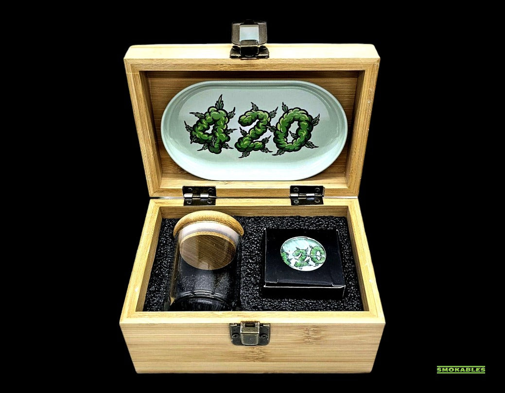 Complete 420 Gift Set - Rolling Tray, Grinder, and Jar