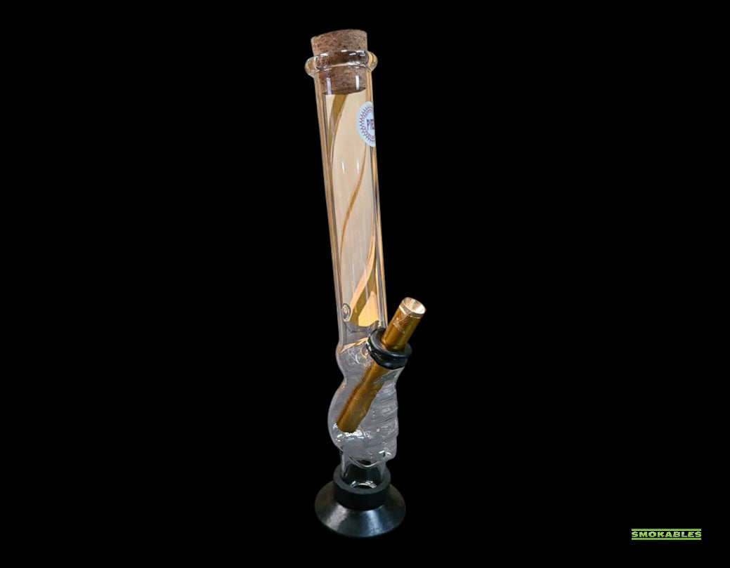 Clear Pyrex Gripper Bong | Gold Tinge | 32cm