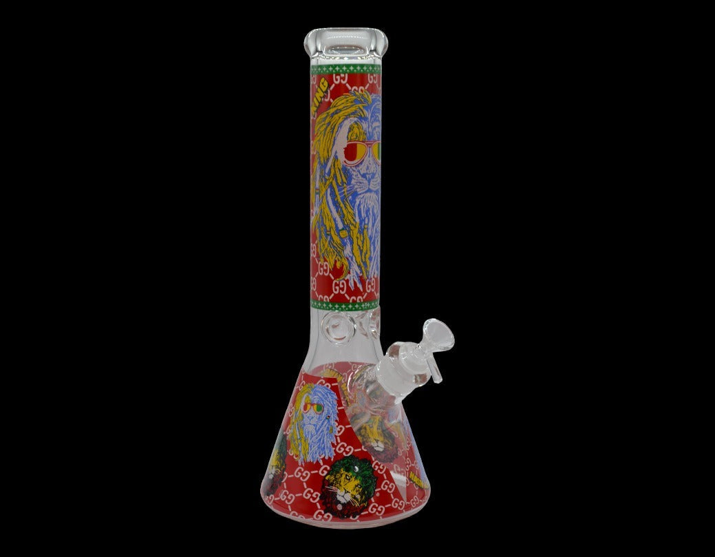 Roar of Elegance: 35CM Lion Glass Bong for Majestic Smoke Sessions