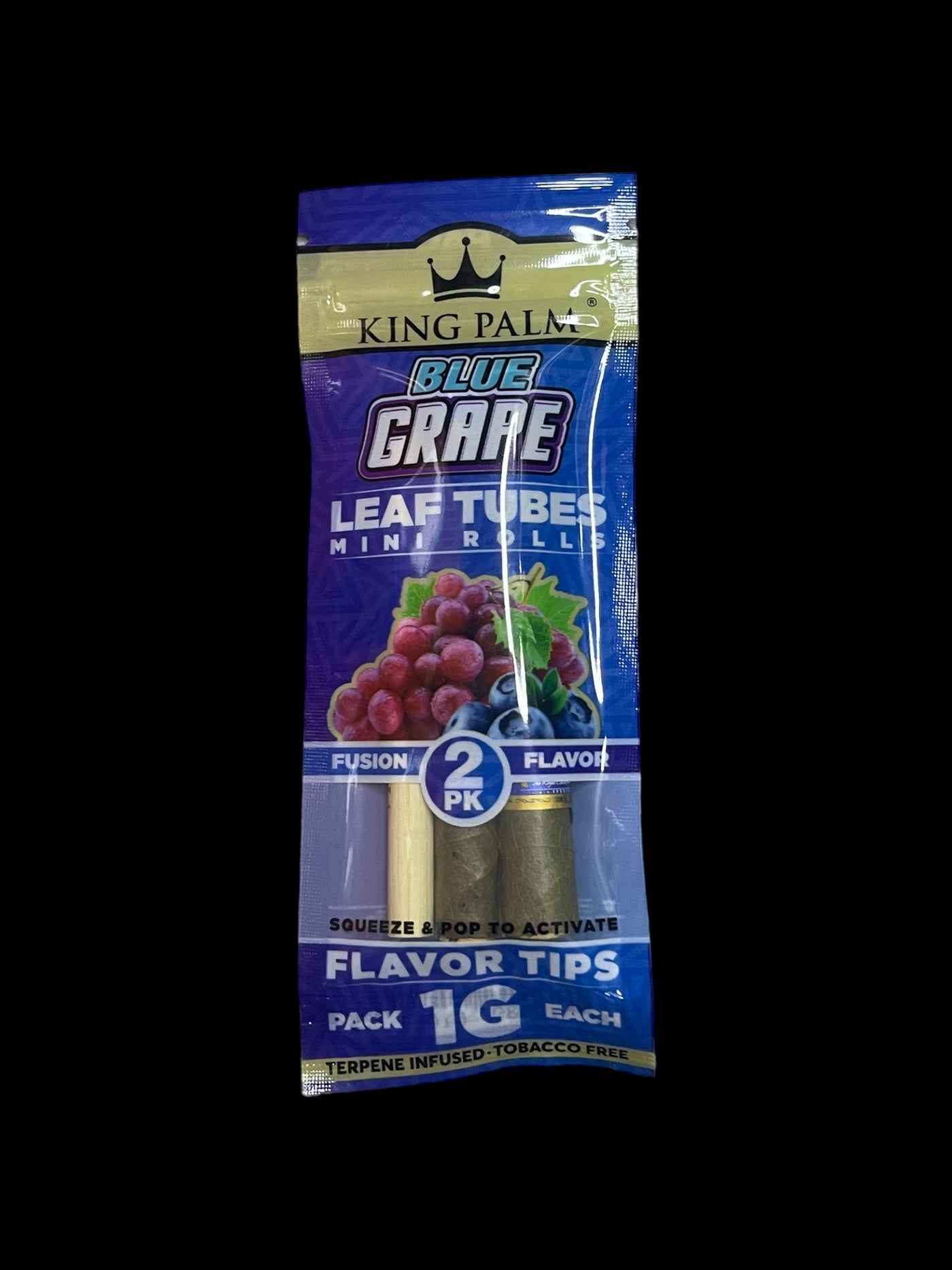 King Palm Blue Grape Leaf Tubes Mini Rolls 2 Pack 1G