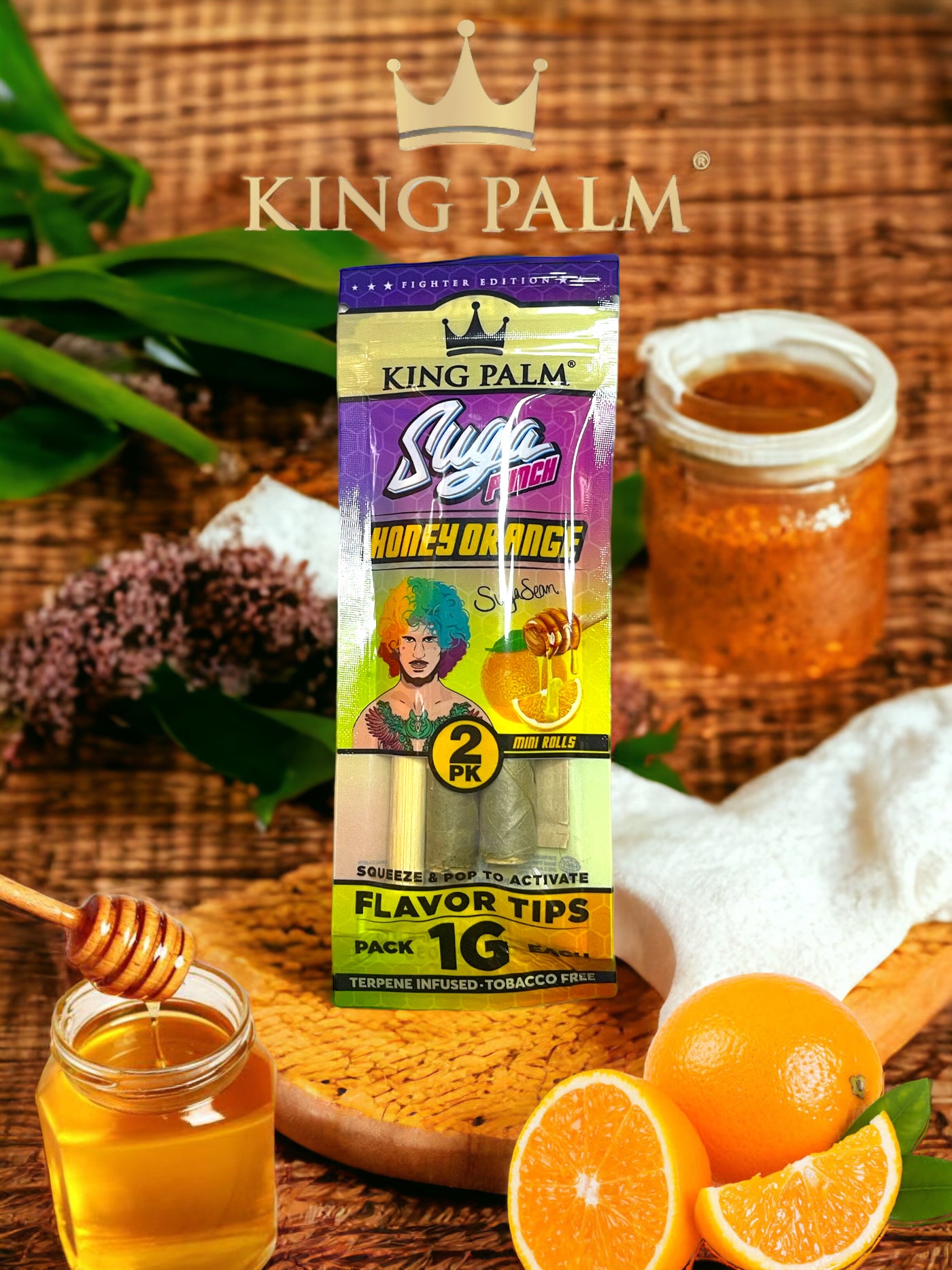 King Palm Suga Punch Honey Orange Leaf Tubes Mini Rolls 2 Pack 1G