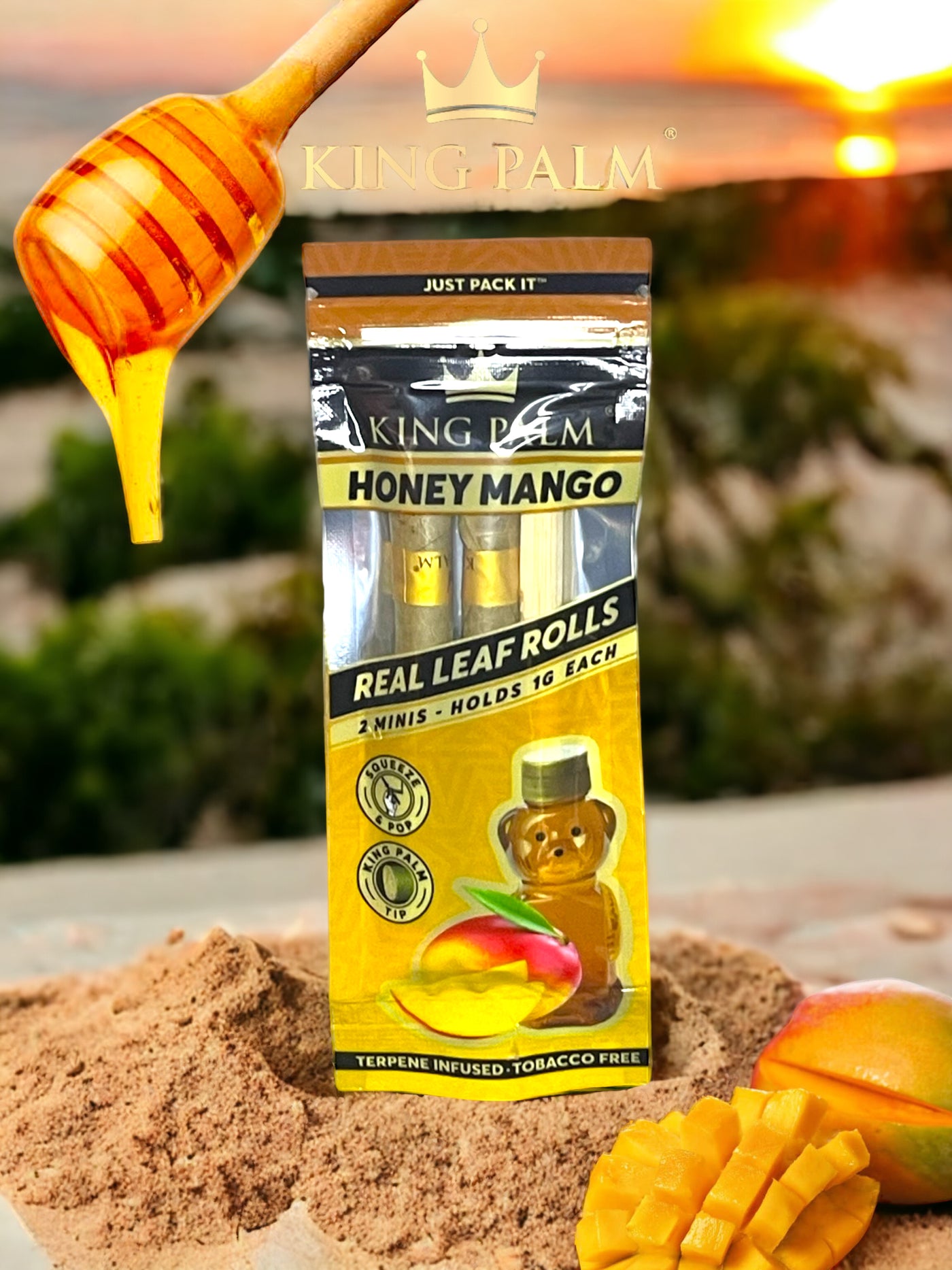 King Palm Honey Mango Leaf Tubes Mini Rolls 2 Pack 1G