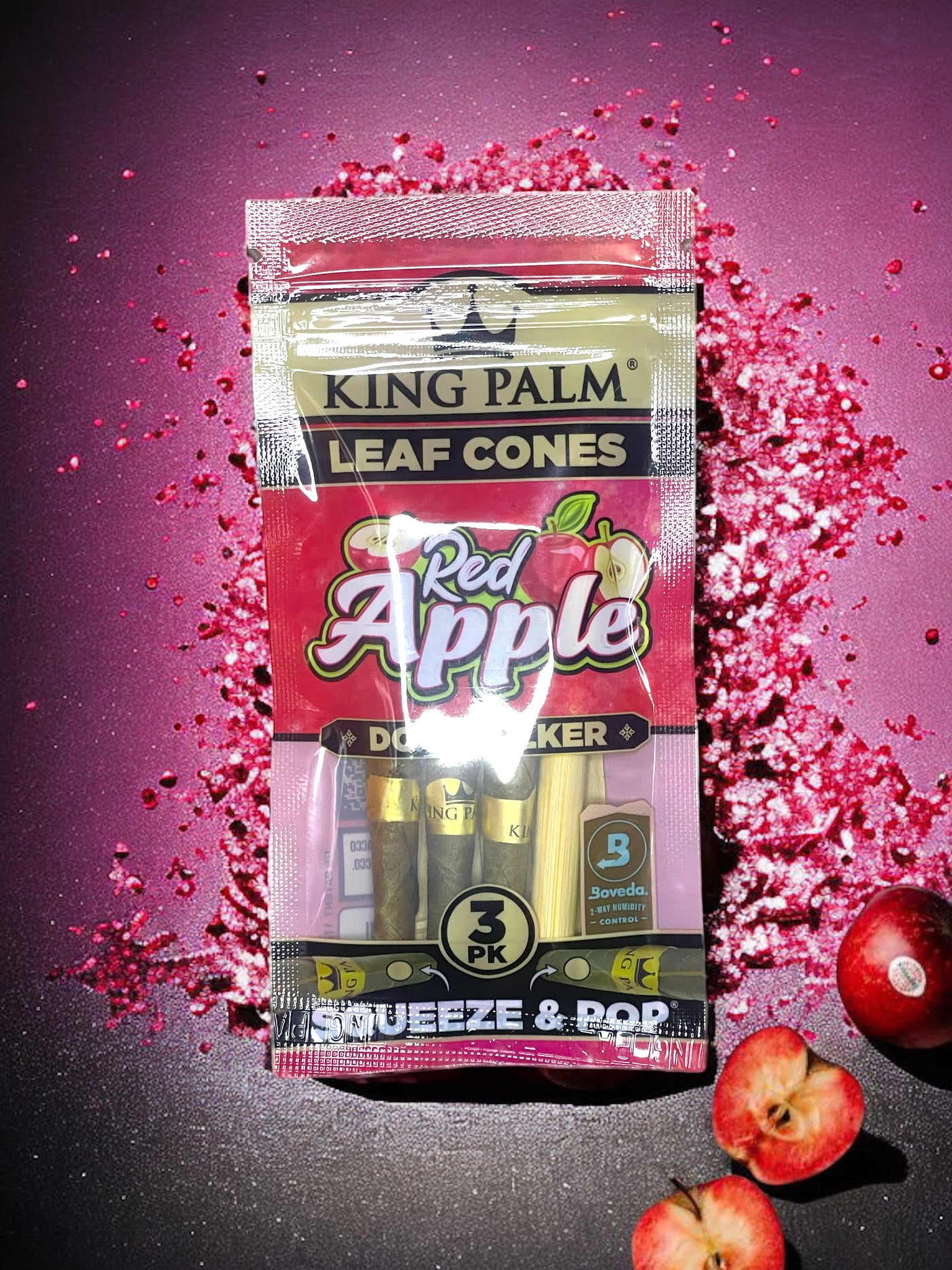 King Palm Red Apple Leaf Cones Dog Walker - 3 Pack